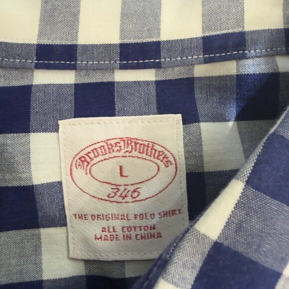 Brooks Brothers Navy & White Gingham Button-Down Shirt – Size Large - Picture 6 of 12